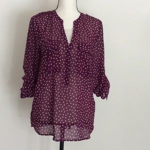 Gap Blouse Semi Sheer Maroon